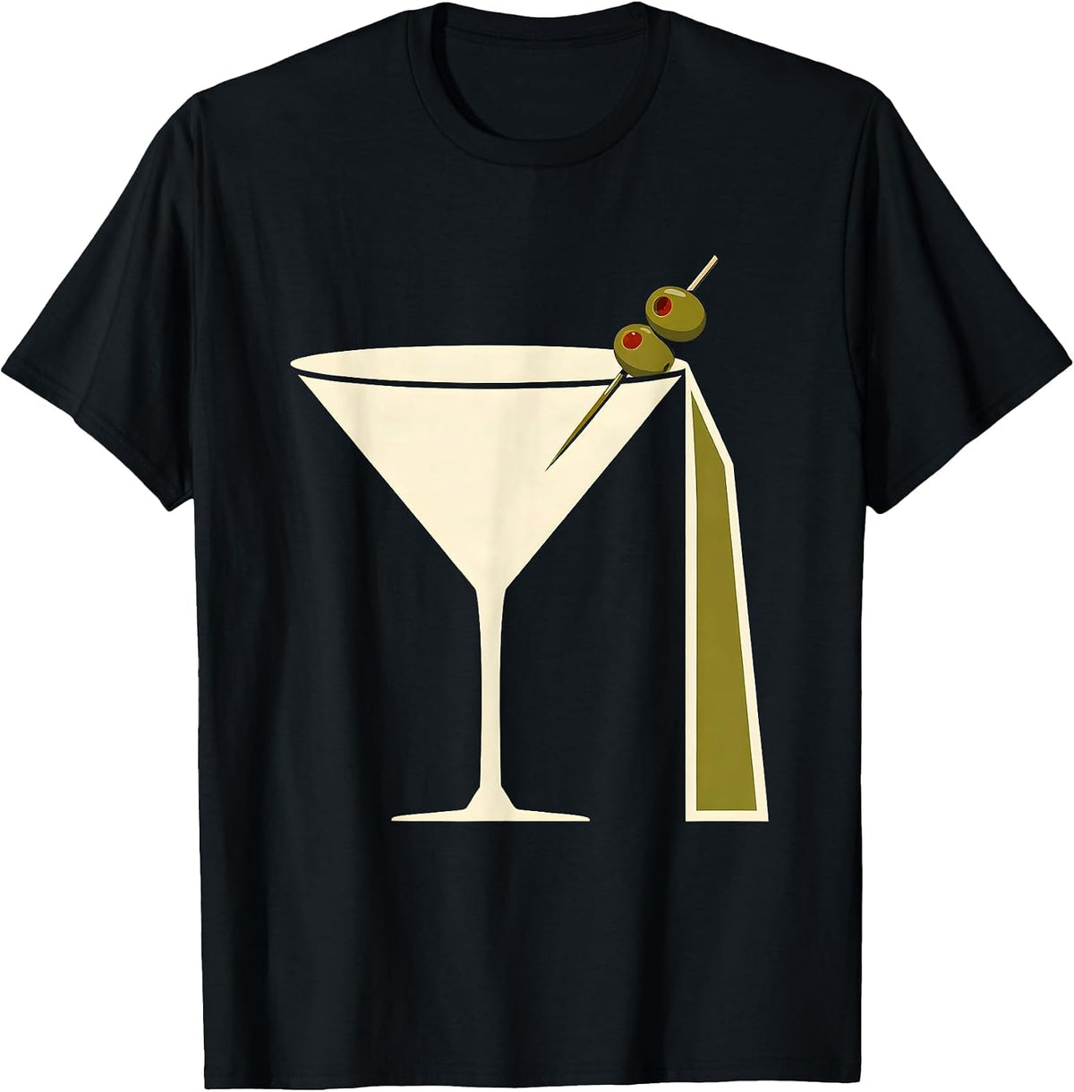 Men's Martini Cone Oversized Flat Cocktail Humor T-Shirt - Black
