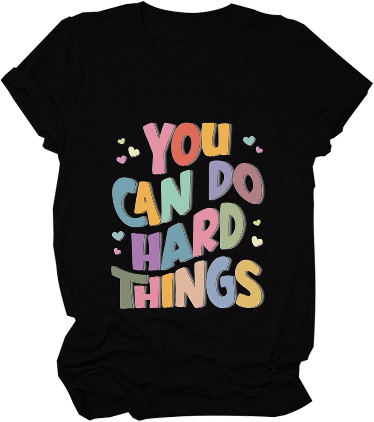 Teacher Shirts Women You Can Do Hard Things Graphic T-Shirt Special Education Tee Casual Inspirational Teacher Tshirt - Black