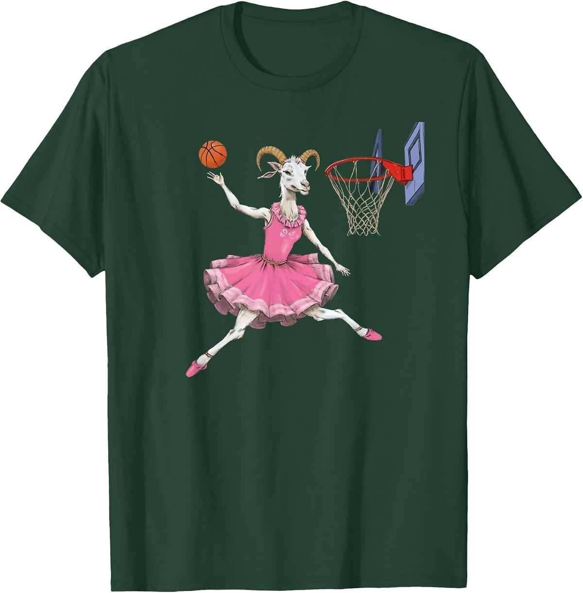 Weirdcore Aesthetic Kidcore Scene Weird Core Basketball Goat T-Shirt - Dark Green