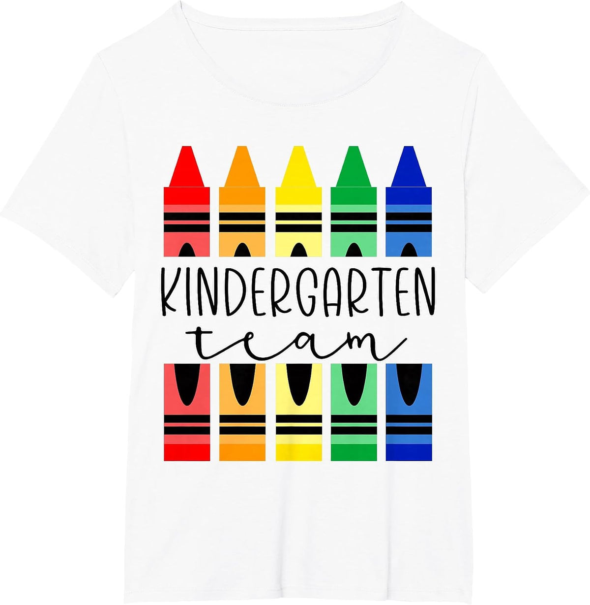 Colorful Crayon Kindergarten Team Tee for Teachers Students T-Shirt - White