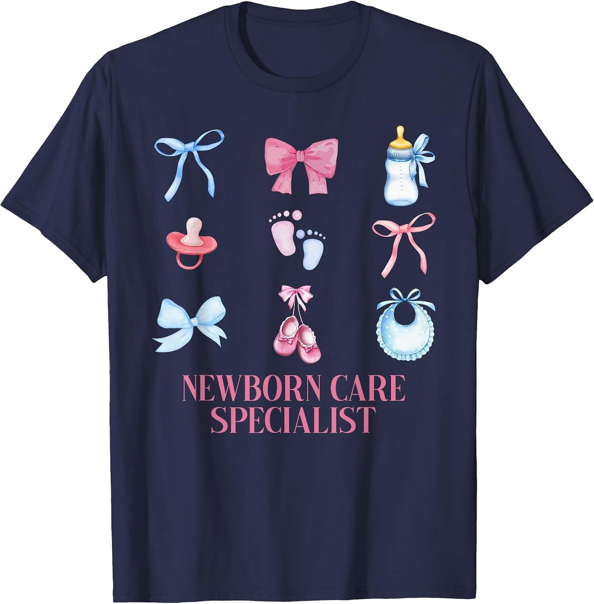 Coquette NCS Newborn Care Specialist Mother Baby Nurse T-Shirt - Navy Blue