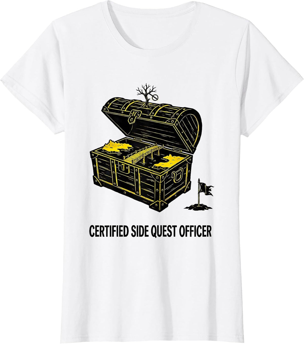 Women's Certified Side Quest Officer Funny RPG Gamer Humor T-Shirt - White