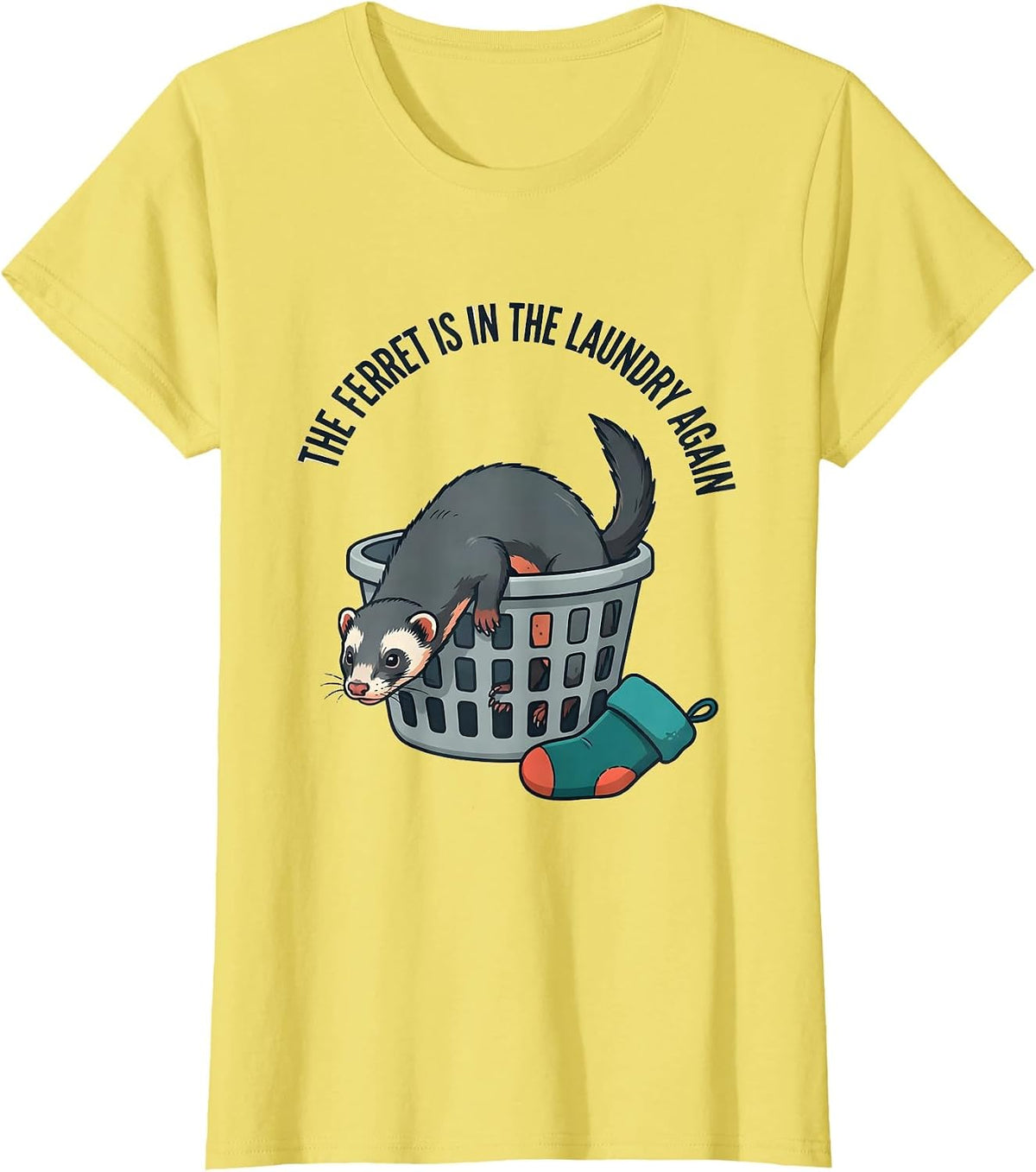 The Ferret Is In The Laundry Again Funny Ferret Owner T-Shirt - Lemon Yellow