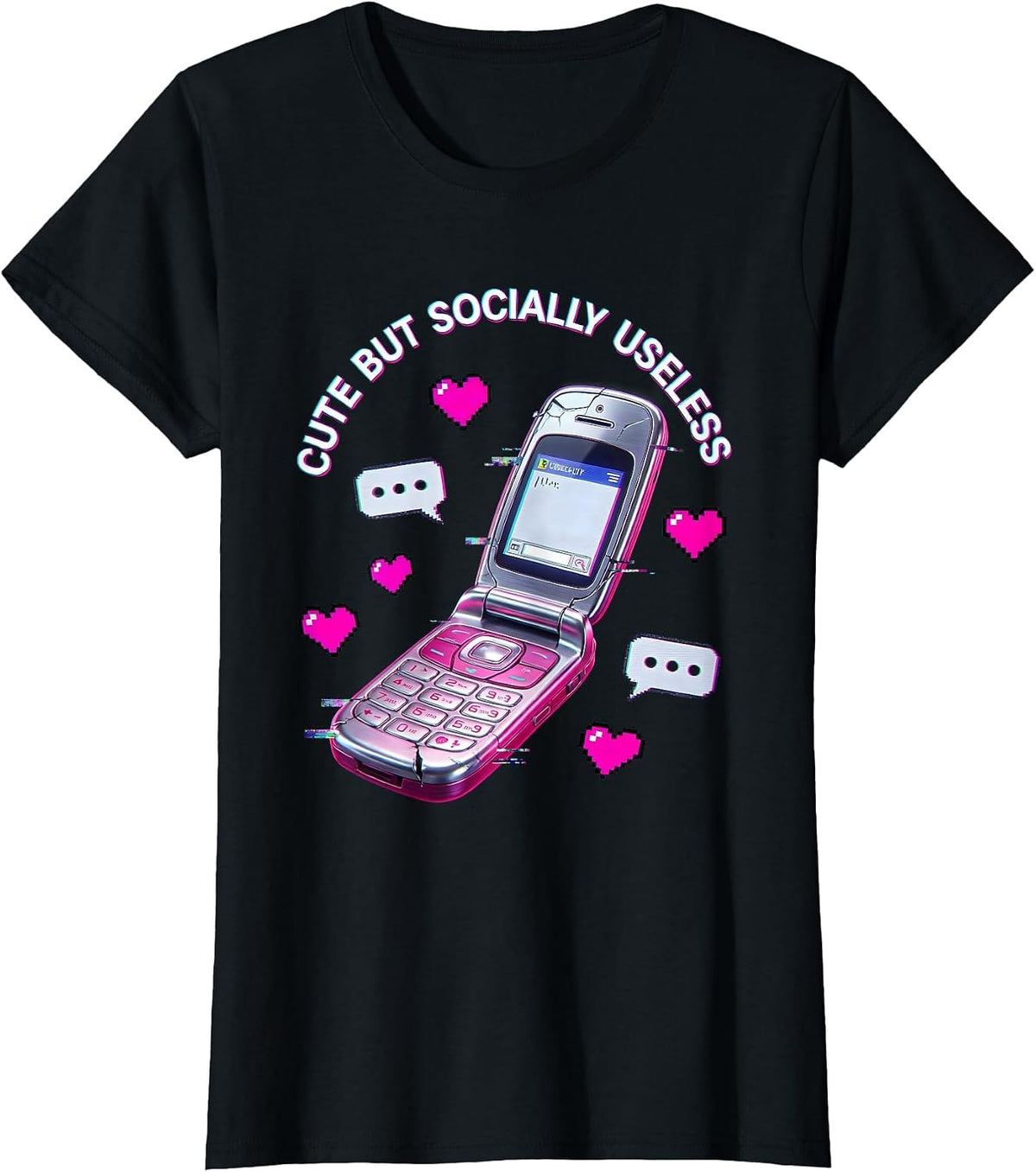 Cute But Socially Useless Funny Introvert Design T-Shirt - Black