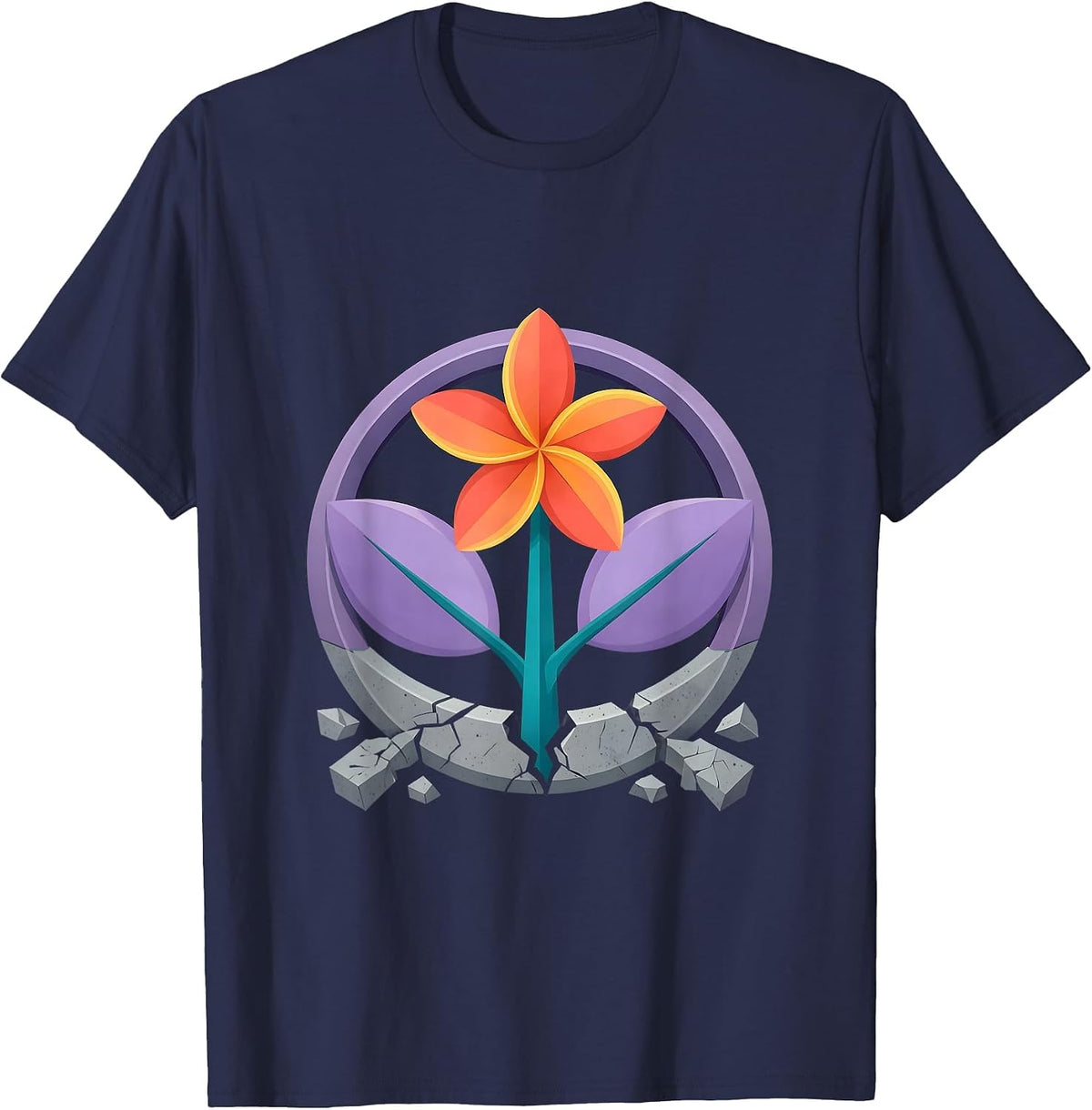 Autism Awareness Seedling Bloom Growth Art T-Shirt - Navy Blue