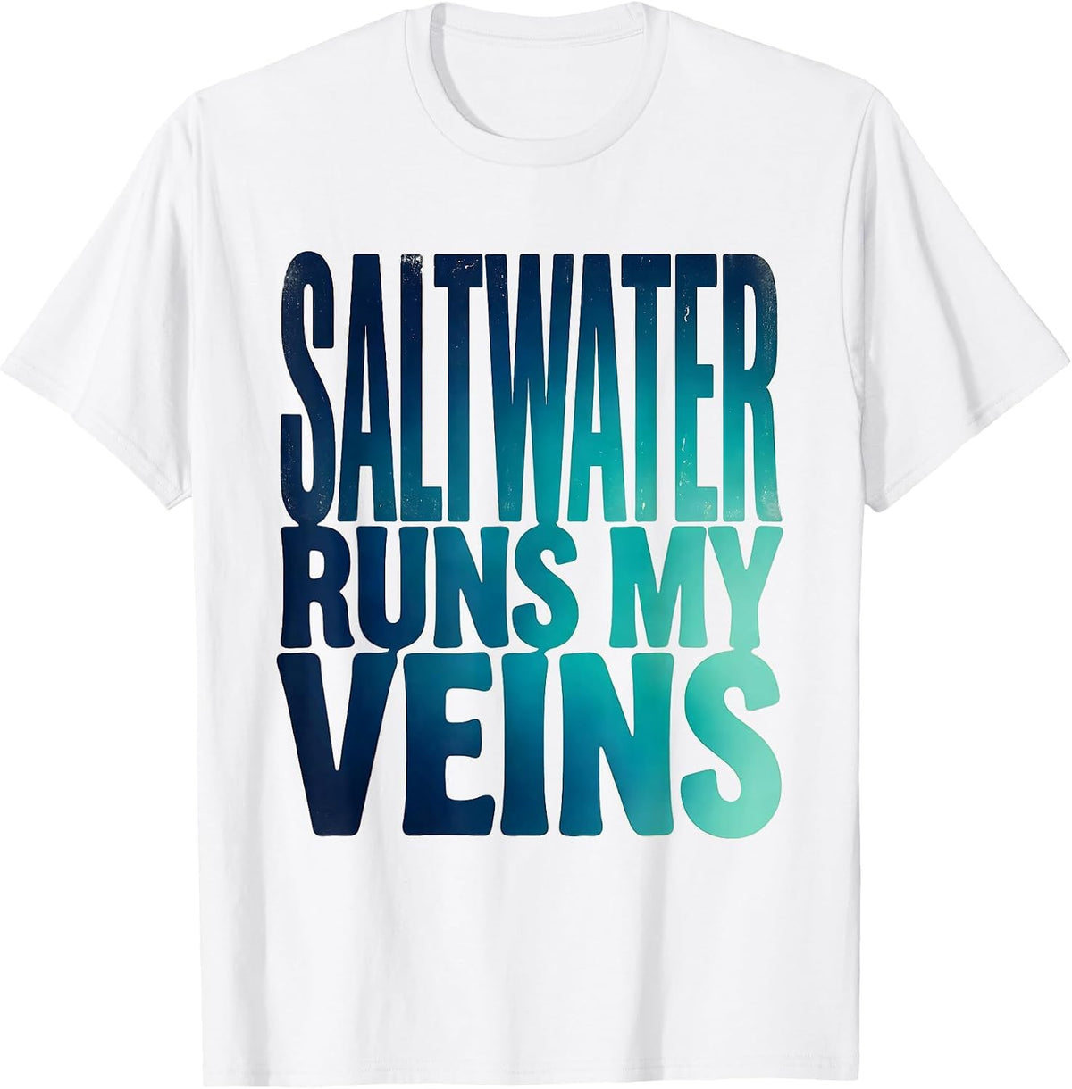 Men's Saltwater Runs My Veins Pirate Design T-Shirt - White