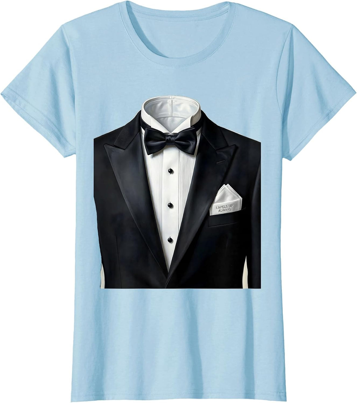 Women's Lapels Up Always Tuxedo Formal Style Design T-Shirt - Baby Blue