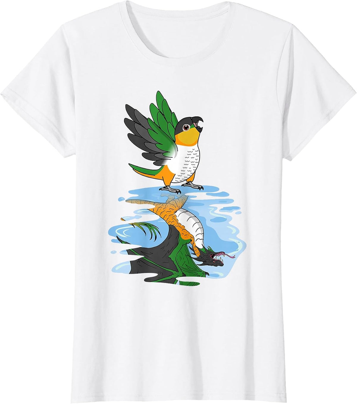 Parrot & Dragon Reflection I Black-Headed Caique T-Shirt - White