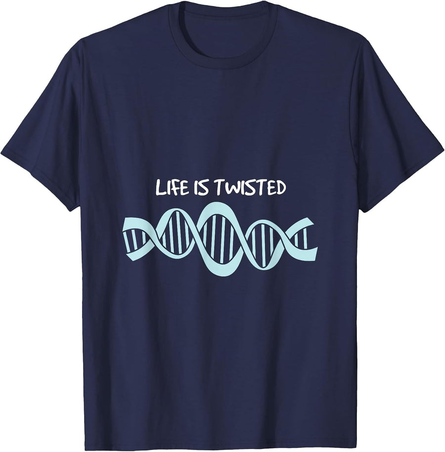 DNA Strand Life is Twister Science Lover Biology Teacher T-Shirt - Navy Blue