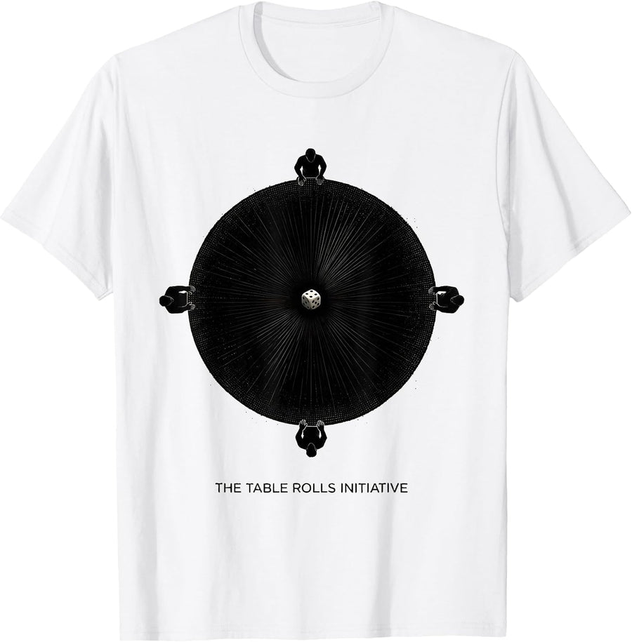 Men's The Table Rolls Initiative Funny Retro Gamer RPG Achievement T-Shirt - White