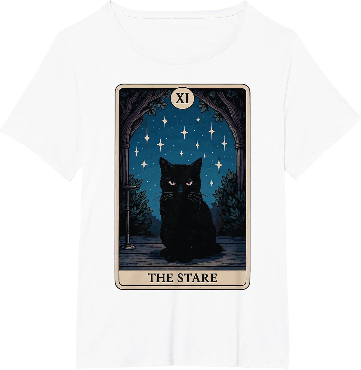 The Stare Cat Tarot Card T-Shirt - White