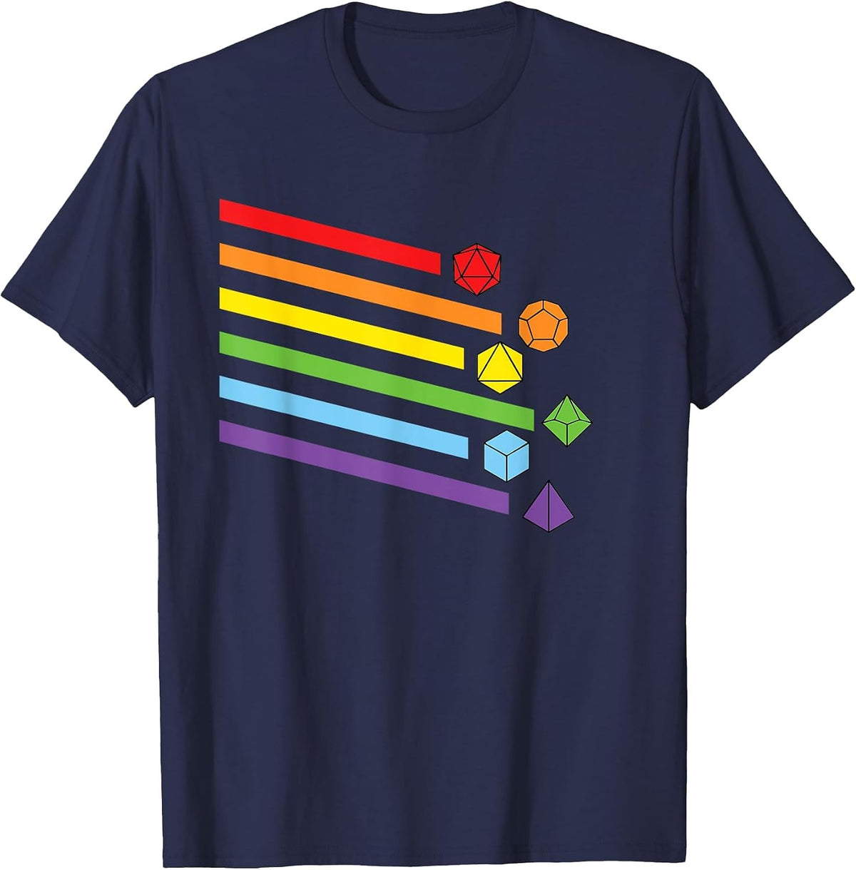DND T Shirt Dice Set RPG Tabletop Games D20 Tee T-Shirt - Navy Blue