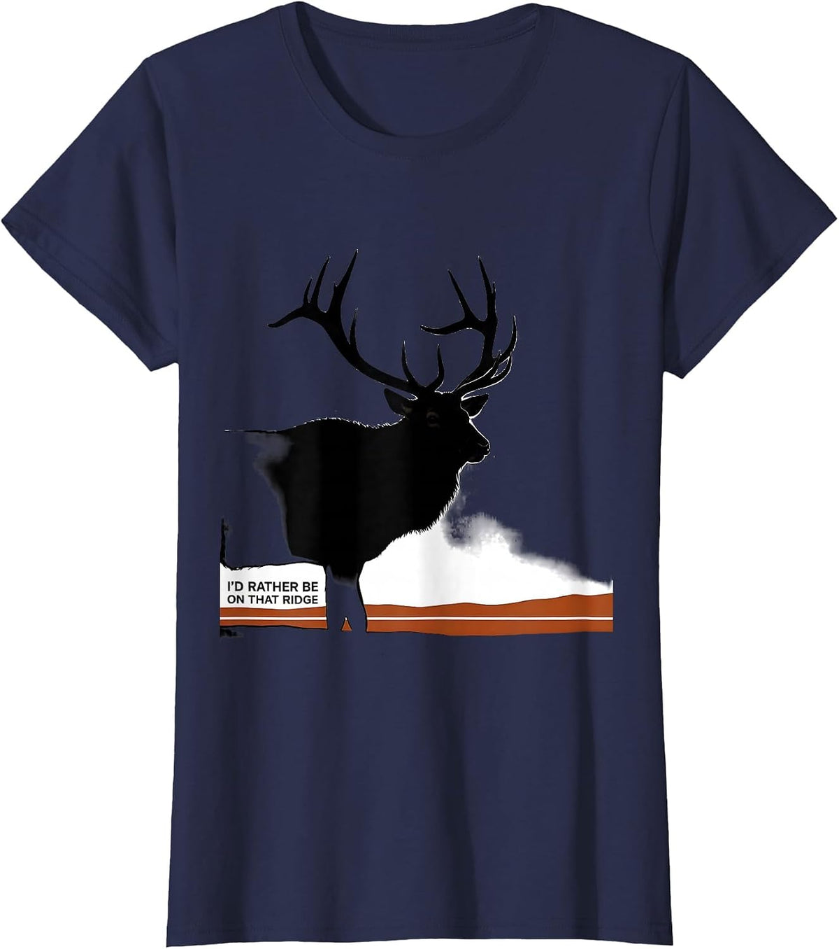 Women's I'd Rather Be On That Ridge Elk Hunting Hiking Outdoor T-Shirt - Navy Blue