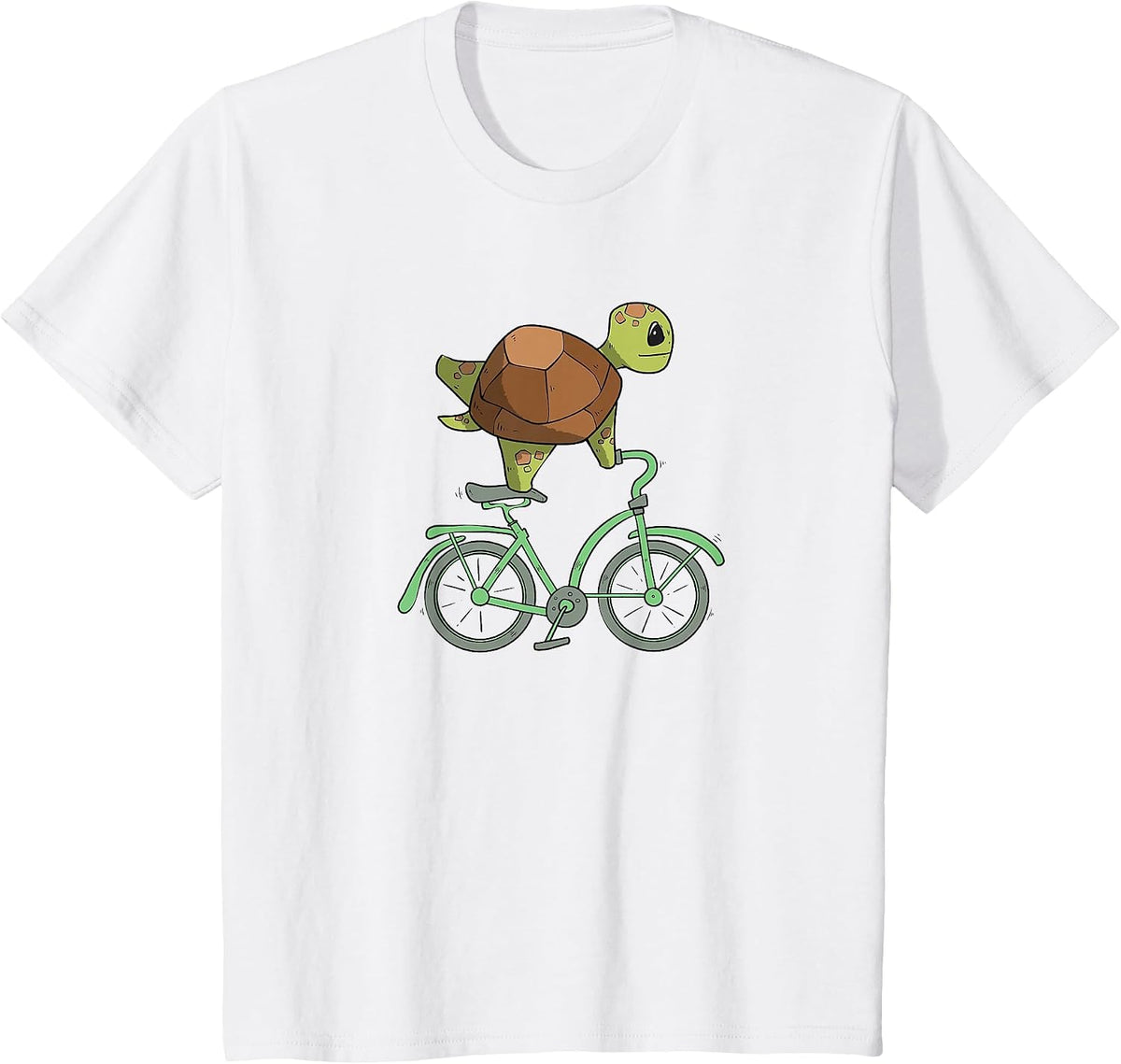 Turtle on a Bike | Turtle Cycling | Bicycle Lover T-Shirt - White