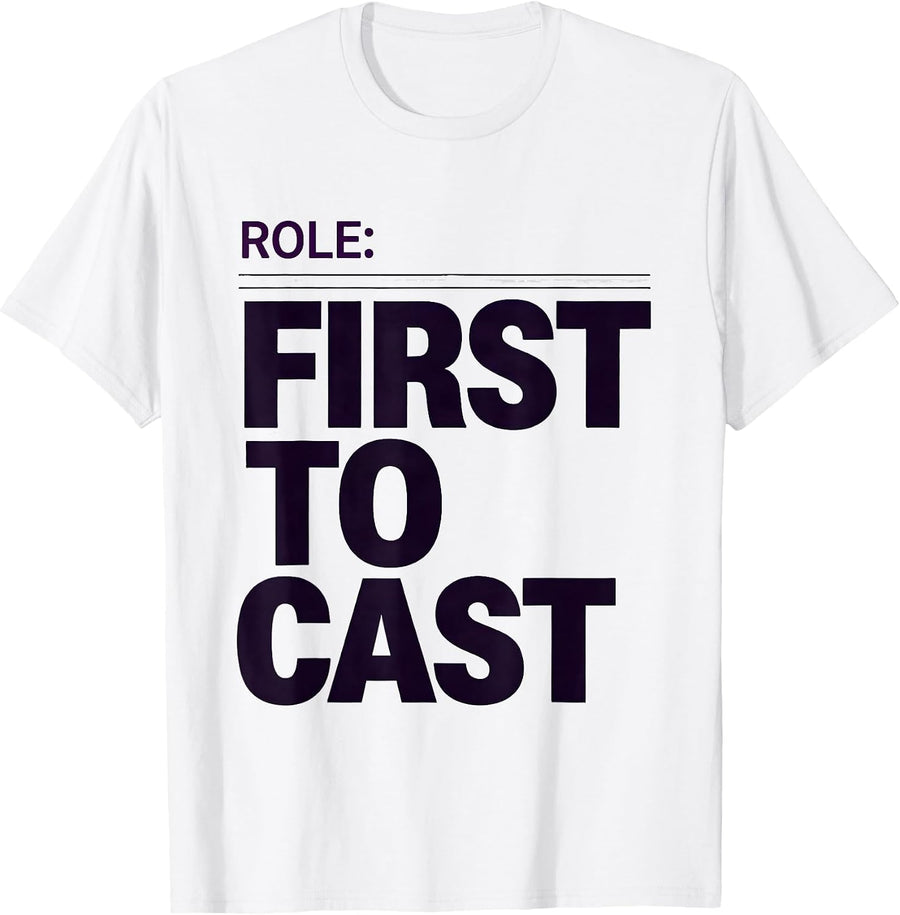 Men's Role: First To Cast Funny Wizard Gamer Humor T-Shirt - White