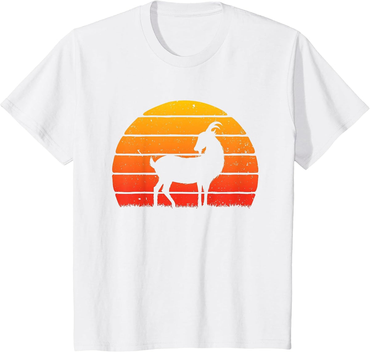 Retro Sunset Goat - Farm Animal Lover Farming Farm Rancher T-Shirt - White