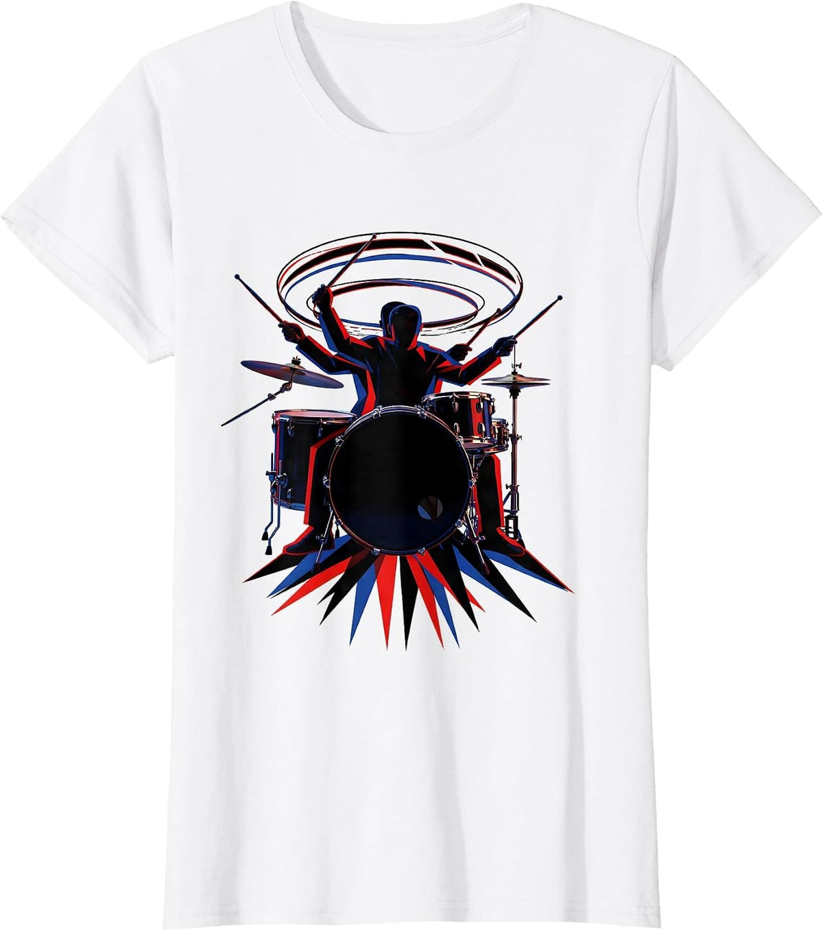 Women's Drumming Motion Futurist Humor Drummer Gift T-Shirt - White
