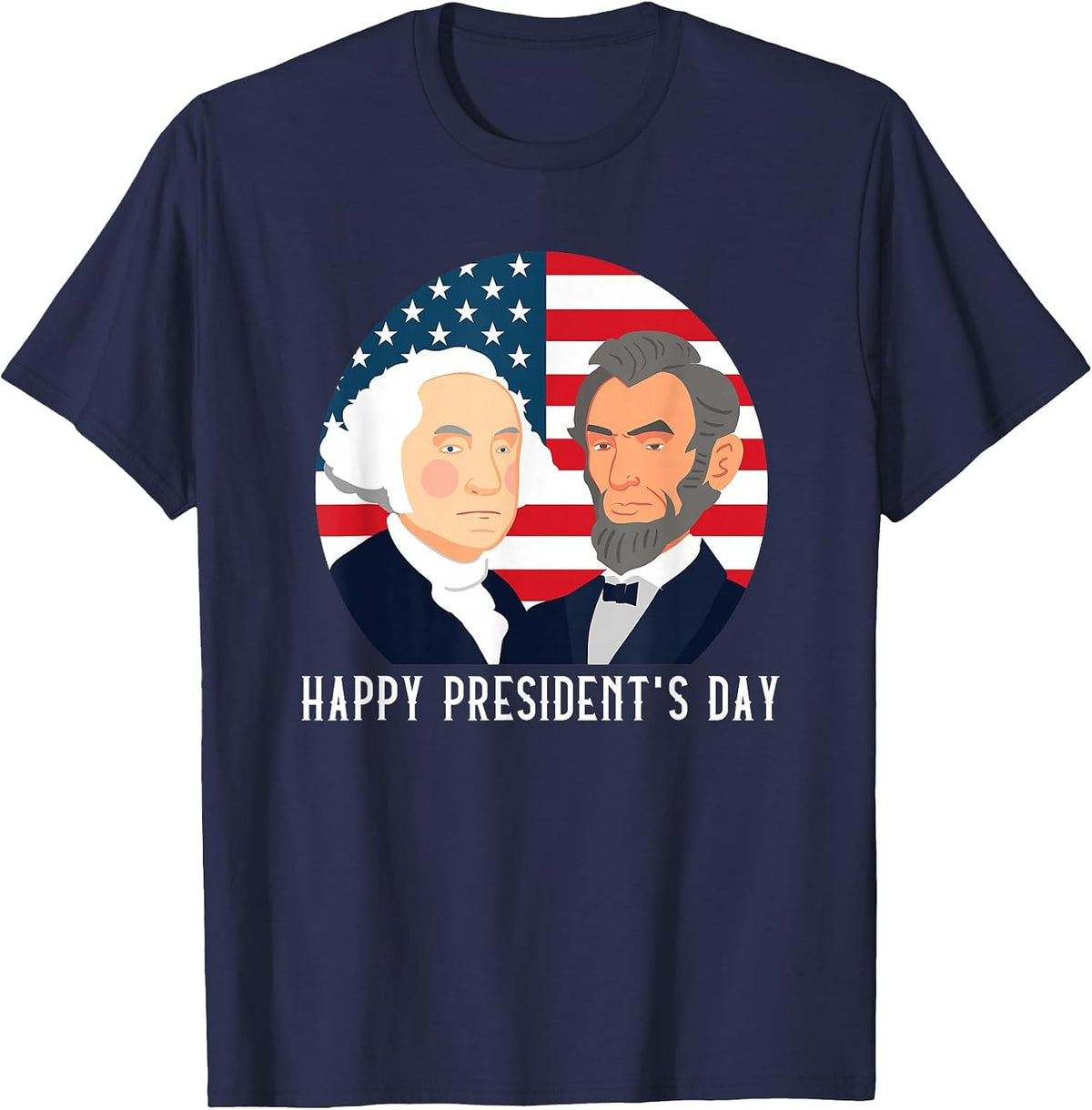 Happy President's Day Washington Lincoln Costume Outfit T-Shirt - Navy Blue