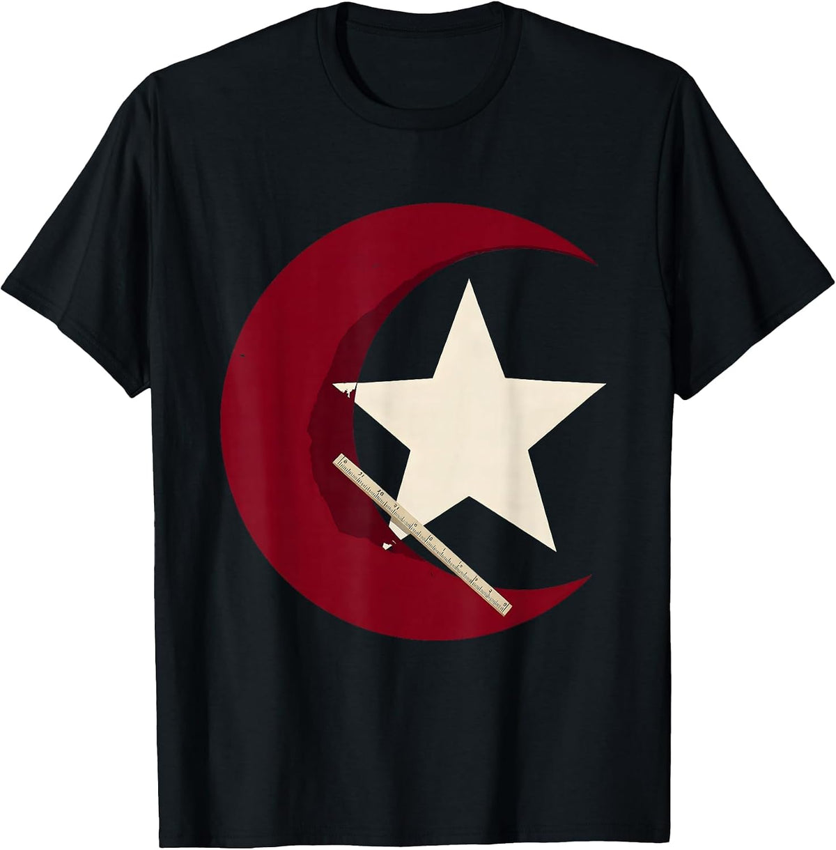 Men's Red Hammer And Sickle Silhouette Soviet Era Nostalgia T-Shirt - Black