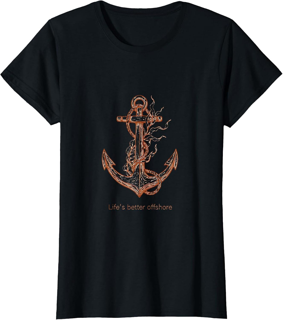 Life's Better Offshore Pirate Adventure Design T-Shirt - Black