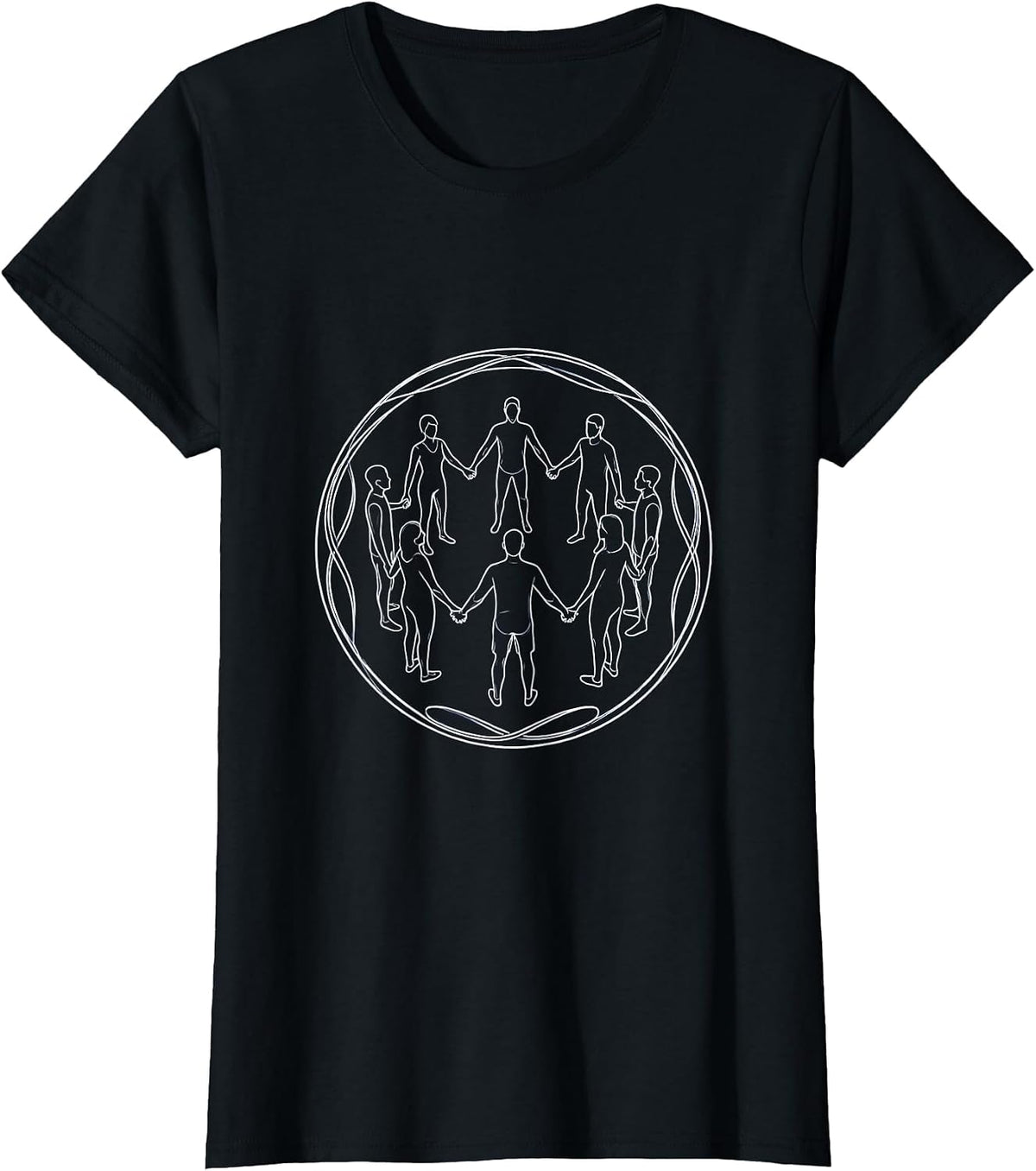 Women's Autism Awareness Unity Circle of Diverse Figures T-Shirt - Black