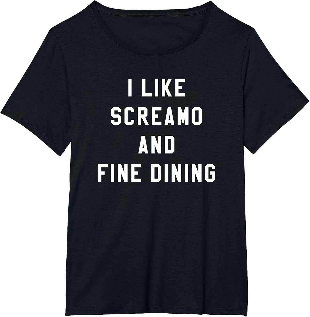 I Like Screamo and FINE Dining Funny Emo Goth Punk Music T-Shirt, Women's Plus, Black, 4X - As Pictured