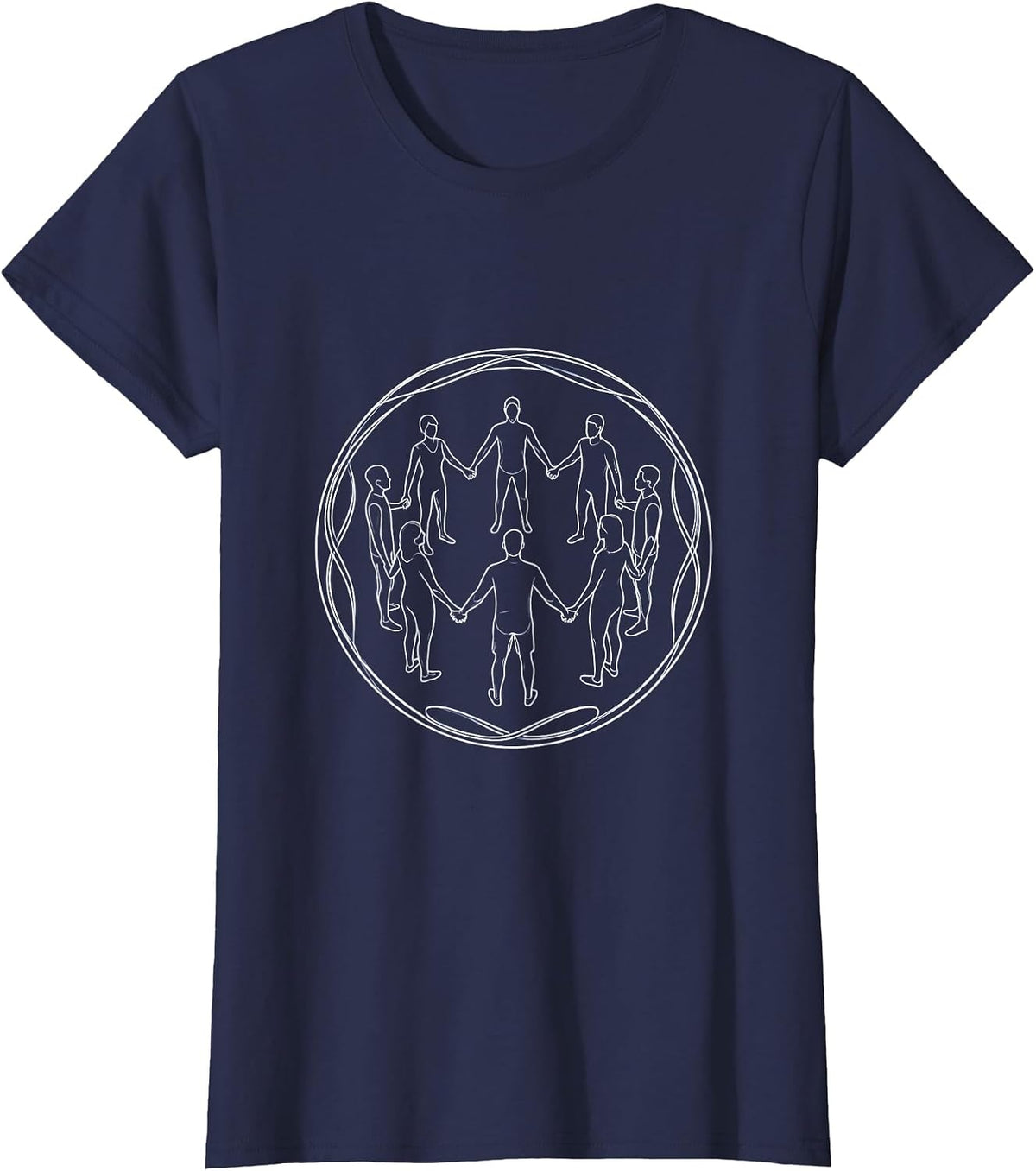 Women's Autism Awareness Unity Circle of Diverse Figures T-Shirt - Navy Blue