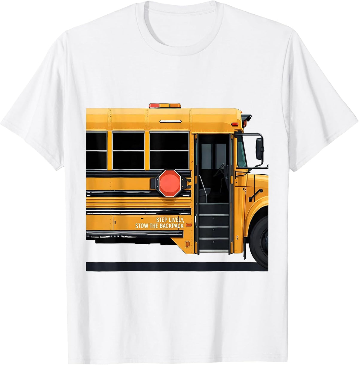Men's Step Lively Stow The Backpack Funny School Bus Driver T-Shirt - White