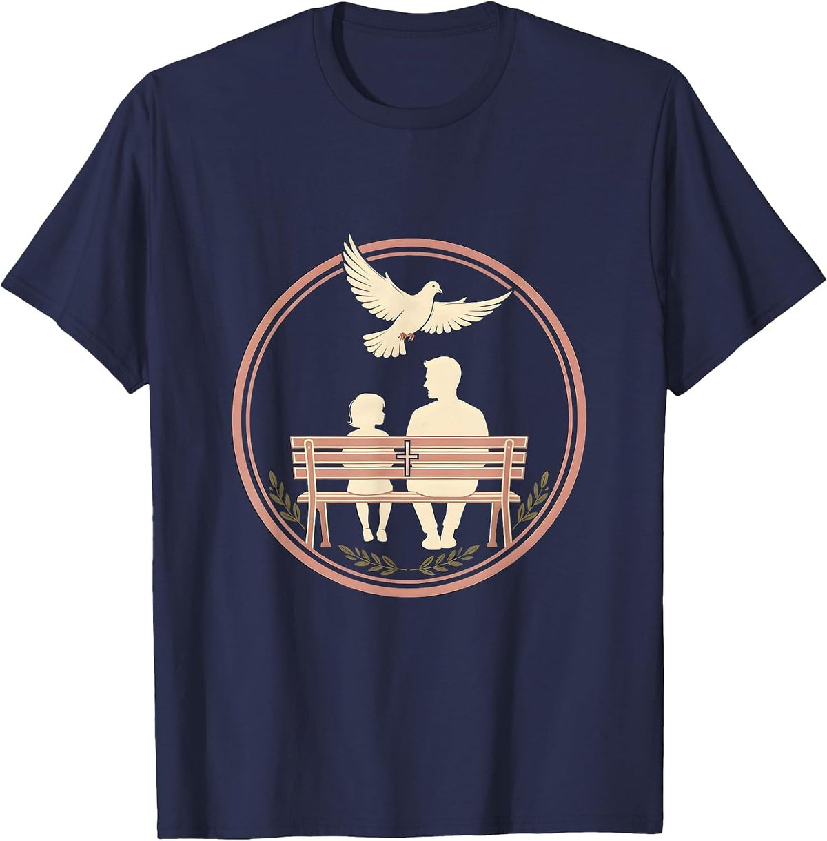 Social Worker Park Bench Silhouette Design T-Shirt - Navy Blue