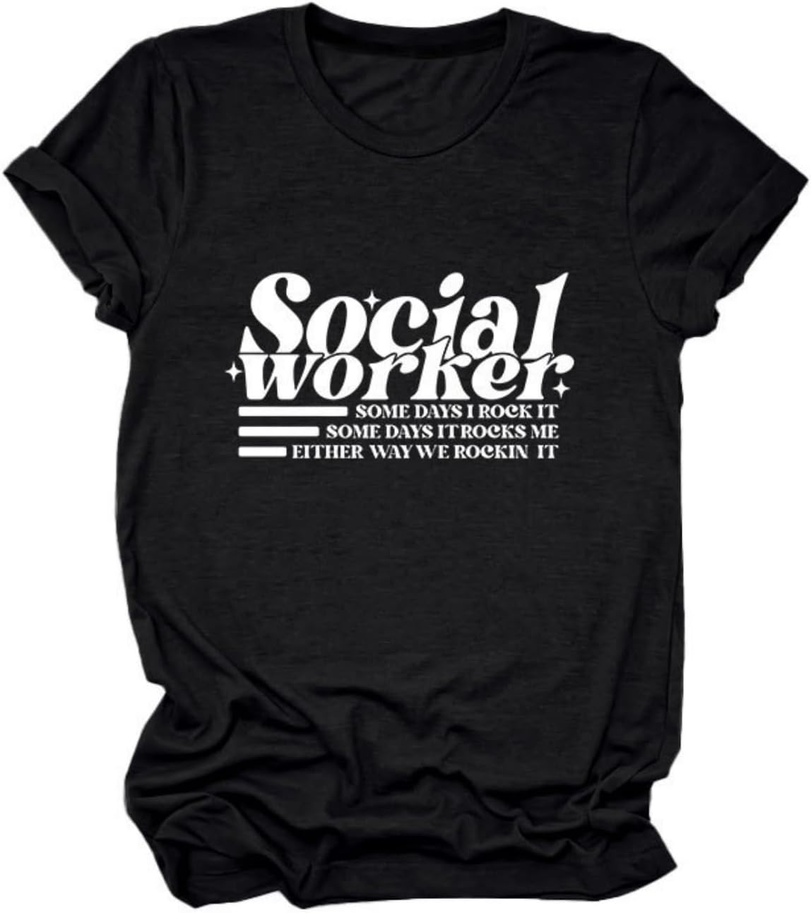 Social Worker Tshirt Women Retro Mental Health Crewneck Graphic Shirt Social Work Month Casual Short Sleeve Tees Tops - Black