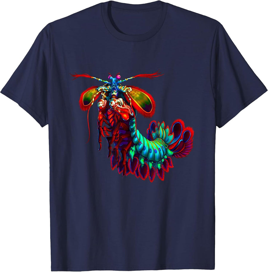 Rainbow Peacock Mantis Shrimp T-Shirt T-Shirt - Navy Blue
