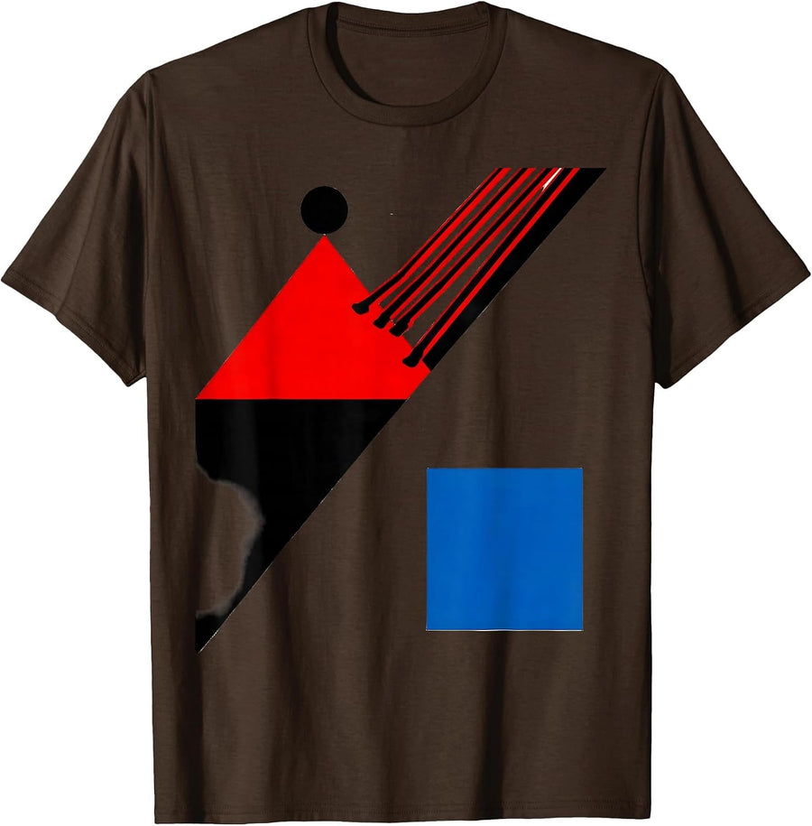 Men's Geometric Gym Court Modernist Teacher Humor T-Shirt - Brown