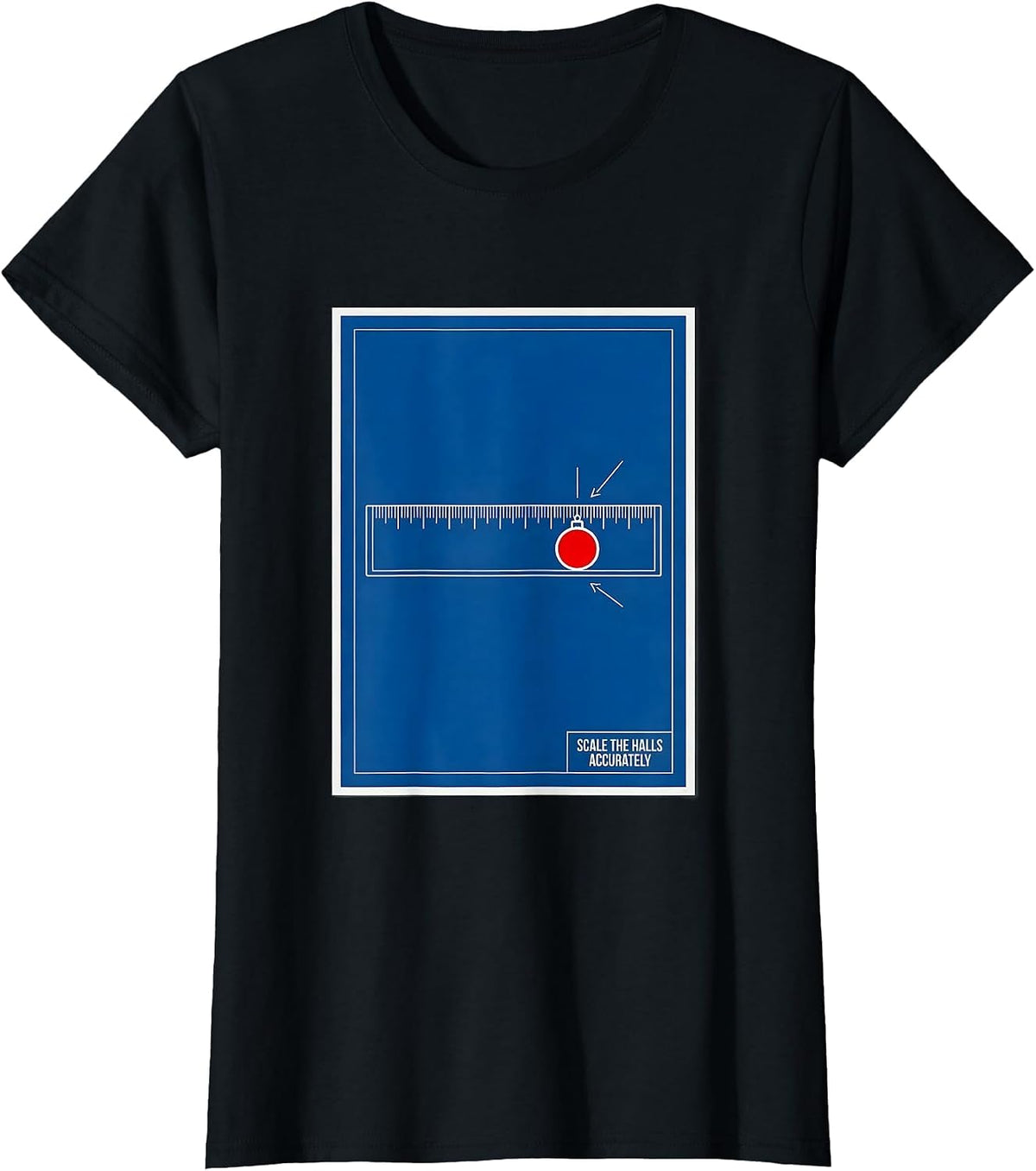 Women's Scale The Halls Accurately Technical Blueprint Math Teacher T-Shirt - Black