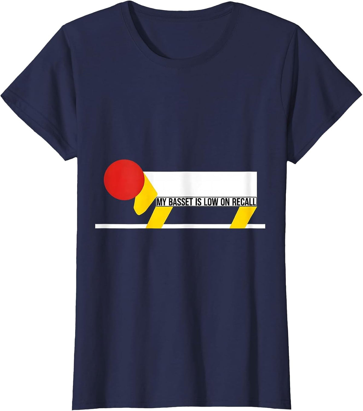 Women's My Basset Is Low On Recall Funny Basset Hound Dog Lover Gift T-Shirt - Navy Blue