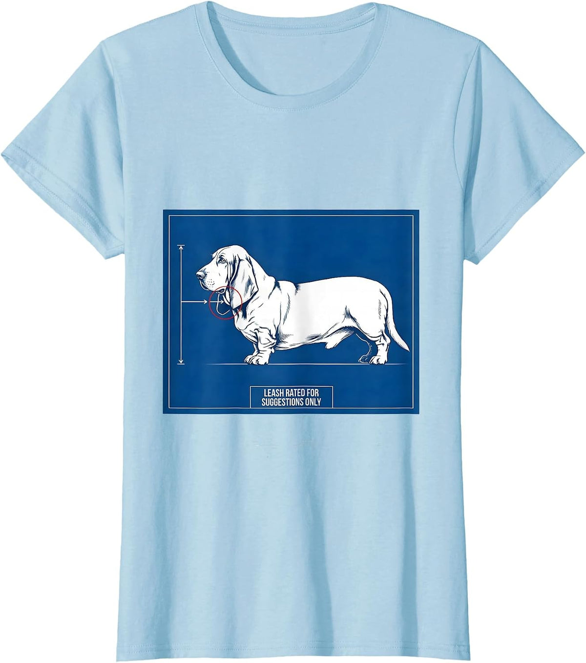 Leash Rated For Suggestions Only Funny Basset Hound Dog T-Shirt - Baby Blue