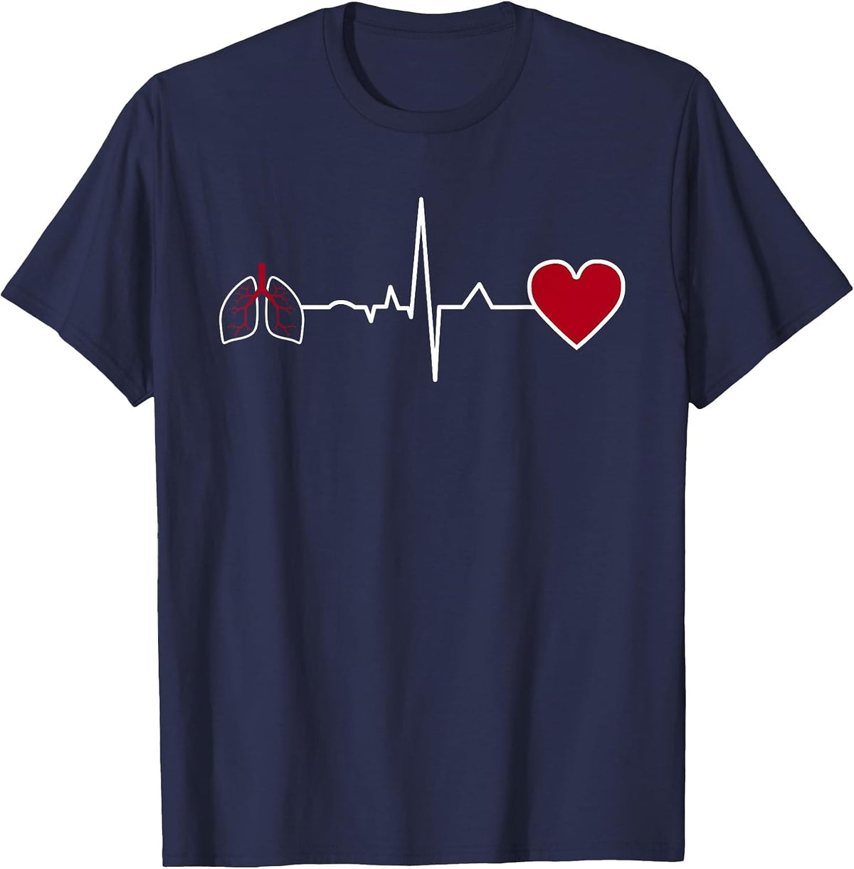 Respiratory Therapy Heartbeat Respiratory Therapist RT T-Shirt - Navy Blue