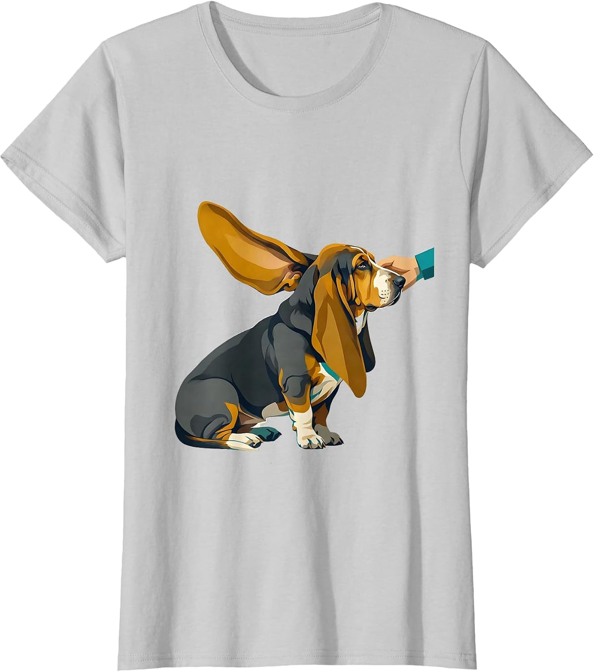 Women's Basset Hound Midcentury Modern Dog Lover Humor T-Shirt - Silver Grey