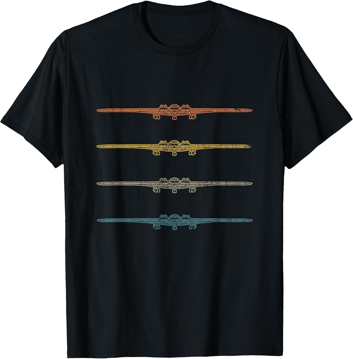 Retro B-2 Bomber Stealth Airplane Schematic Vintage B2 T-Shirt, Men, Black, Small - As Pictured