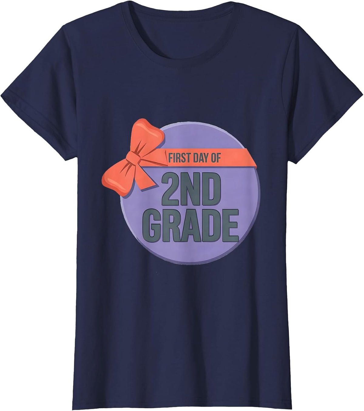 Women's First Day Of 2nd Grade Coquette Bow Back To School Girly T-Shirt - Navy Blue