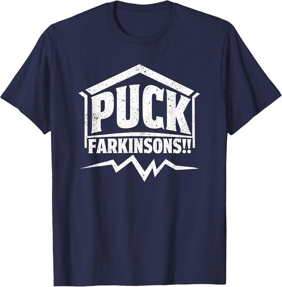 Humor Parkinson's Awareness Puck Farkinsons T-Shirt - Navy Blue