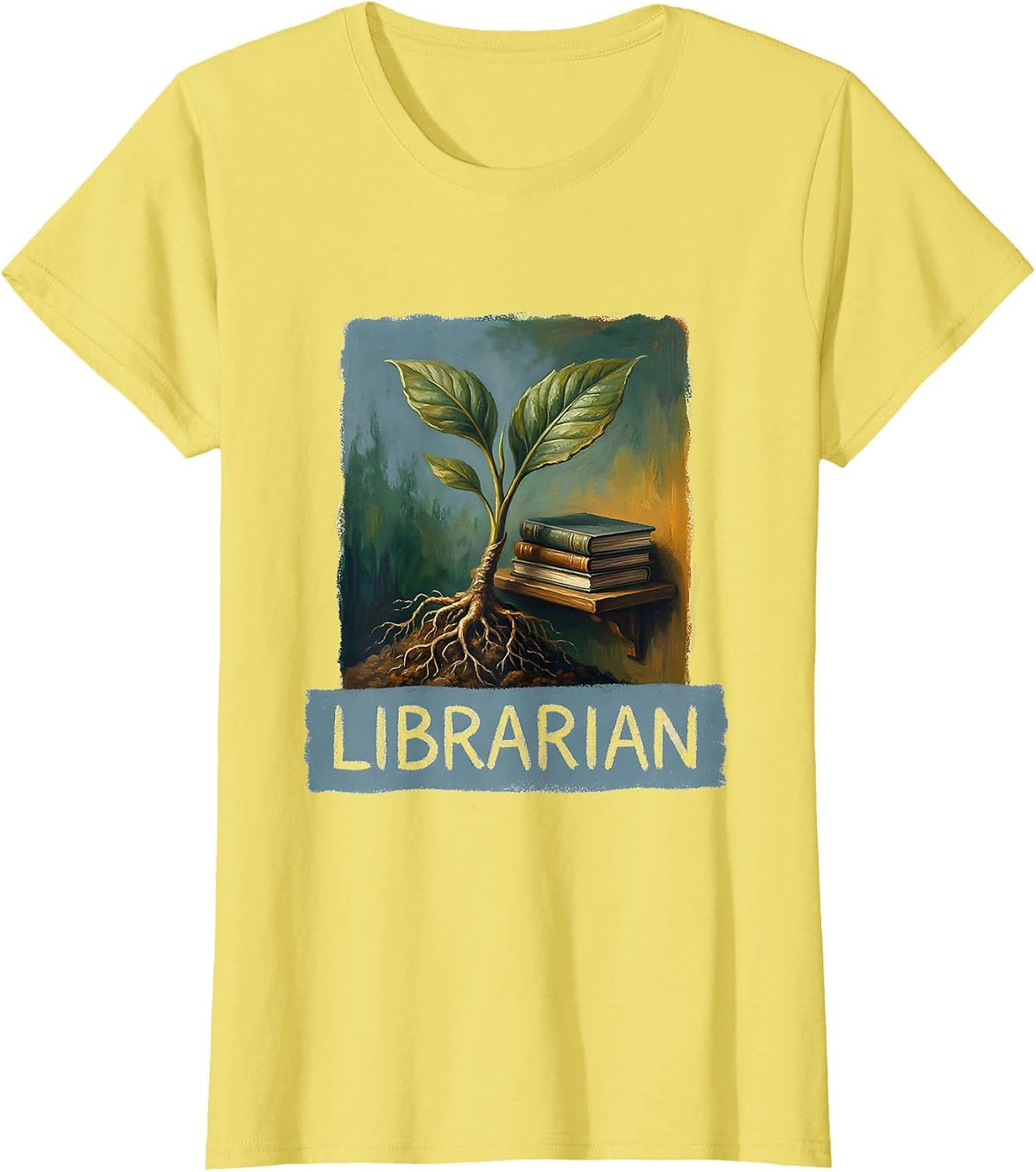 Librarian Storybook Floral Teacher Gift School Start T-Shirt - Lemon Yellow