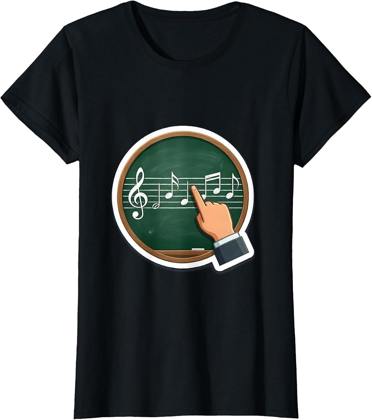 Music Teacher Chalkboard Notes Illustration T-Shirt - Black