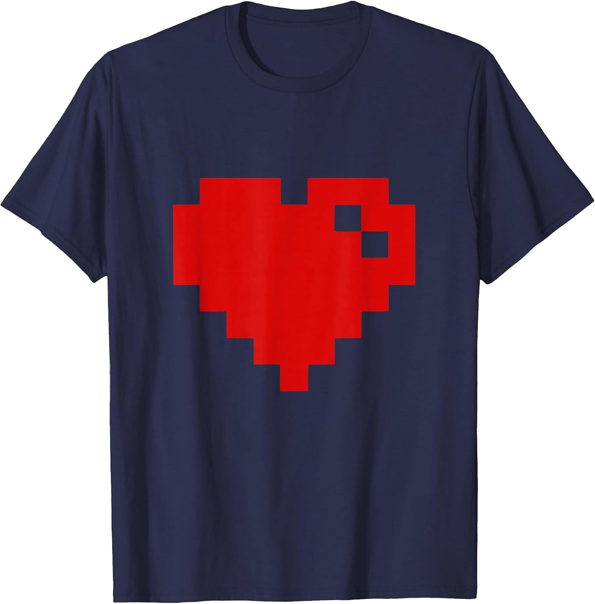 Pixel Heart Retro Love Pixel Heart T-Shirt - Navy Blue