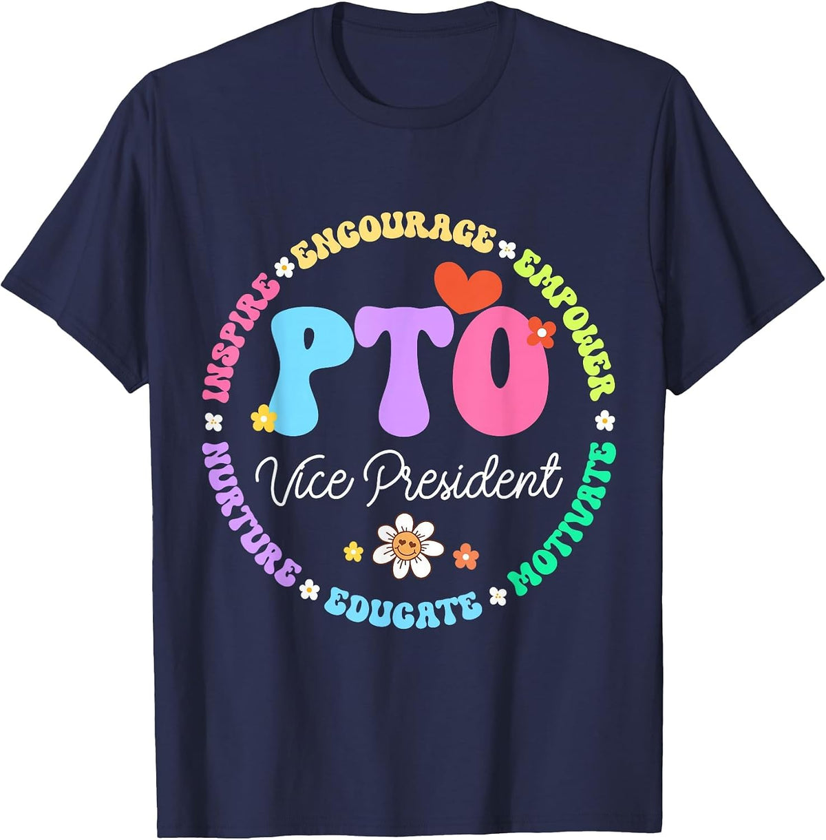 PTO Vice President Back to School Matching Parent Teacher T-Shirt - Navy Blue