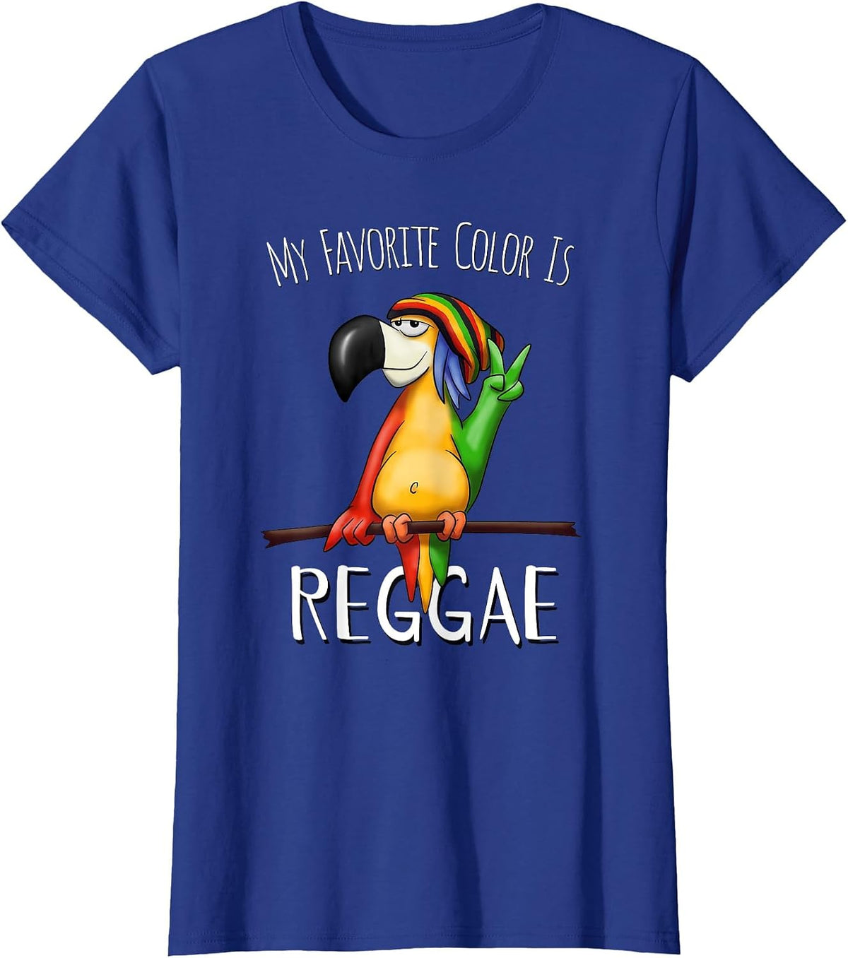 My Favorite Color is Reggae Funky Rasta Parrot T-Shirt - Royal Blue
