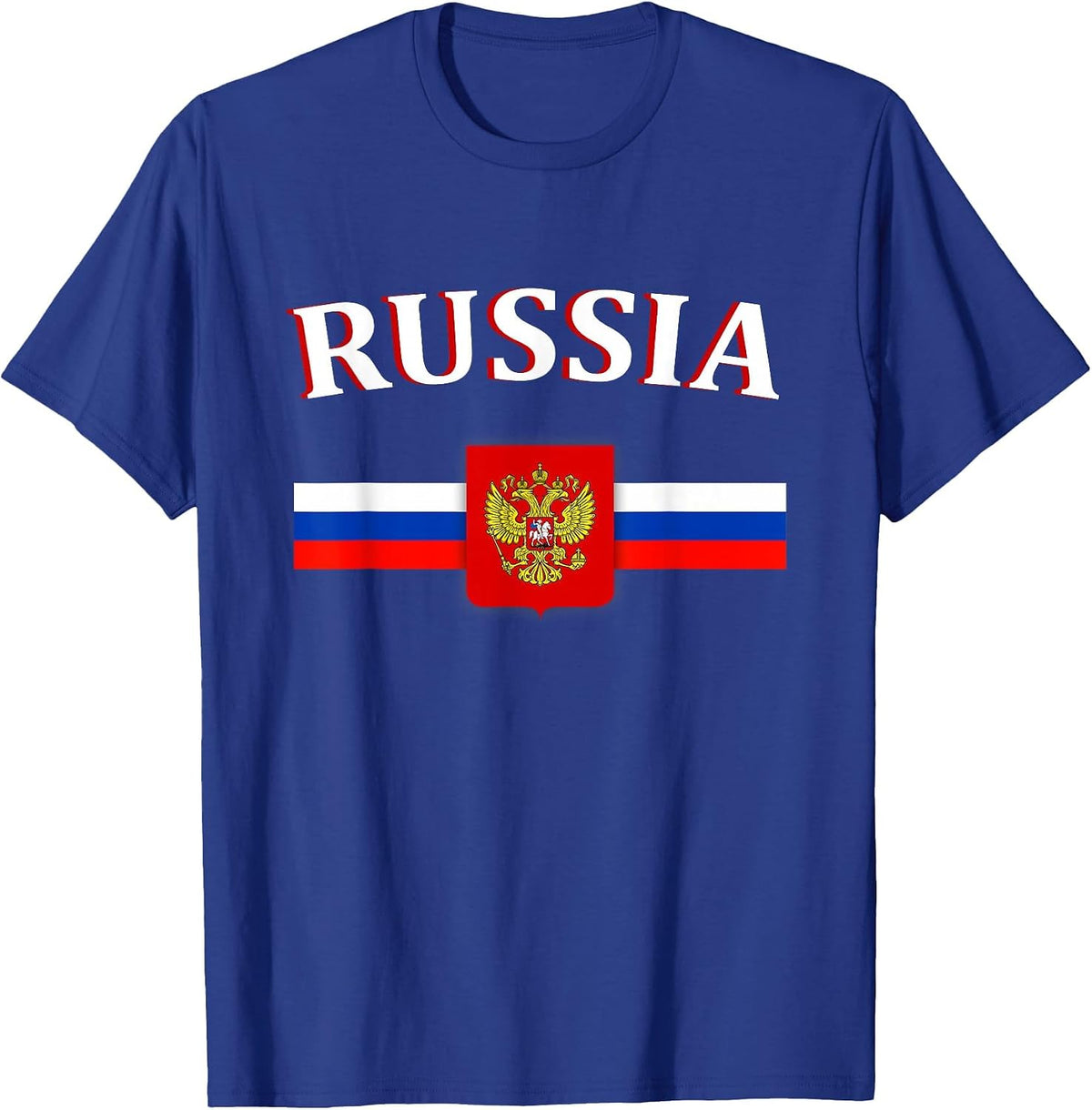 Russian Flag T-Shirt Russian Emblem Shirt Russia Tee - Royal Blue