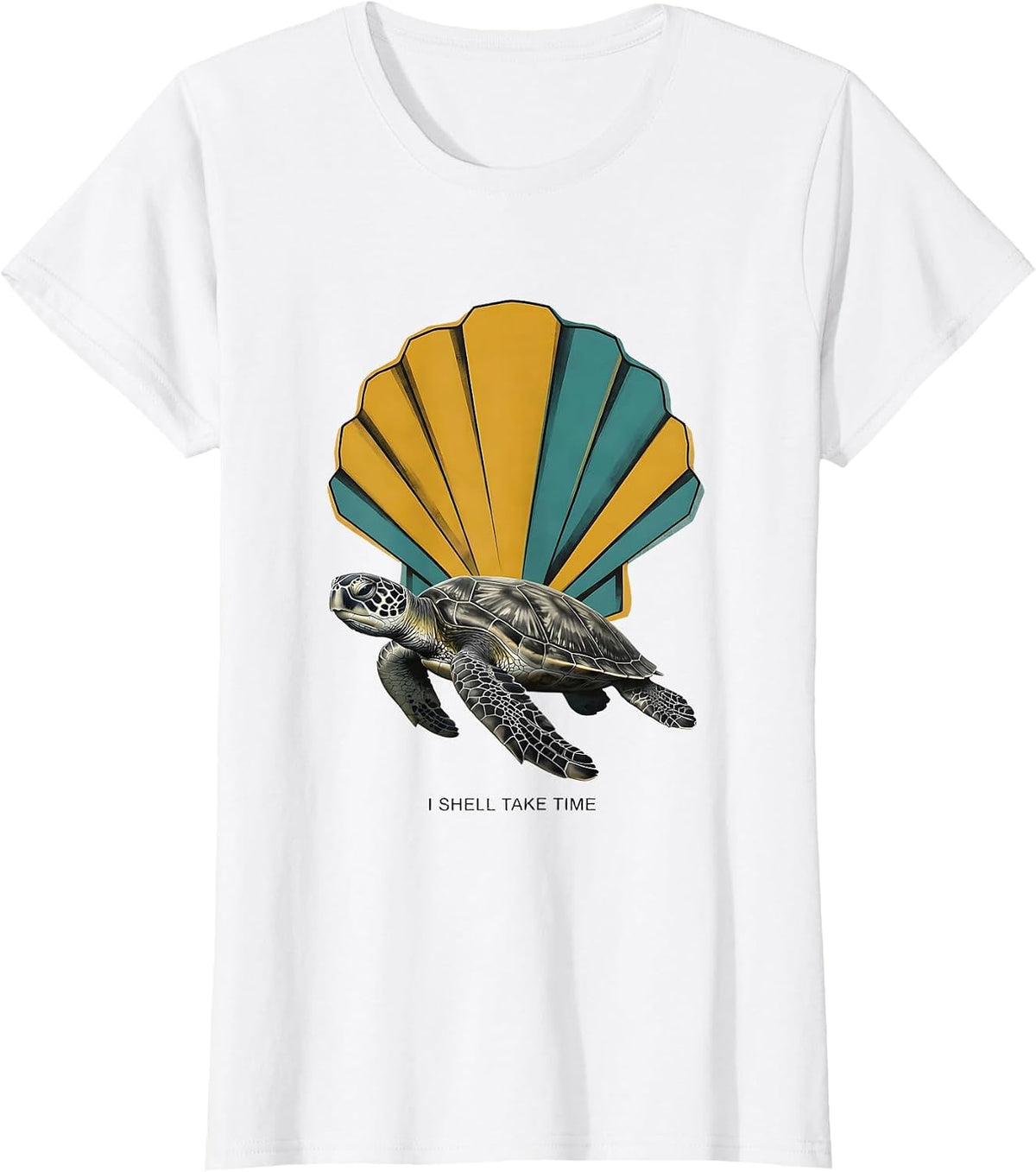 I Shell Take Time Midcentury Modern Turtle Lover Casual T-Shirt - White