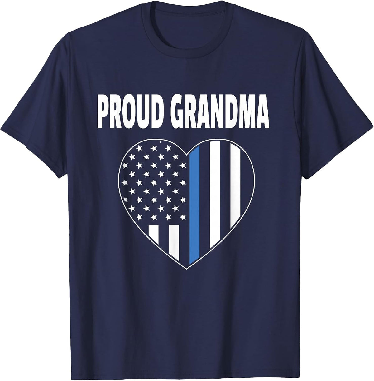 Proud Grandma of Police Officer - Law Enforcement Support T-Shirt - Navy Blue