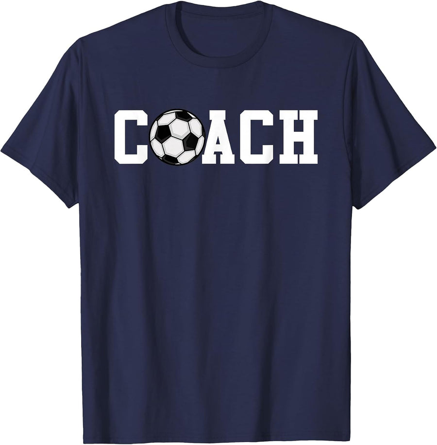 Soccer Coach Funny Football Trainer Baller Field Game Outfit T-Shirt - Navy Blue