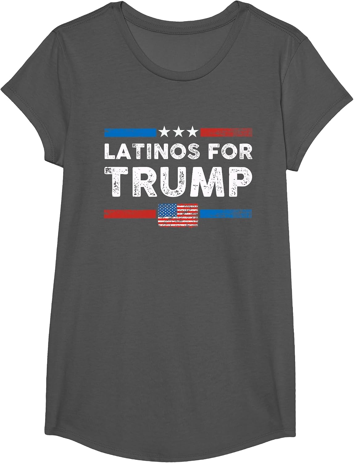 Latinos for Trump 2024 - President Election Trump Vance 2024 T-Shirt - Girls Asphalt Grey